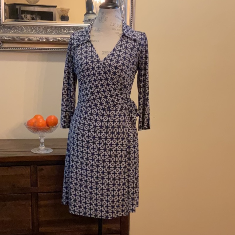 Three-quarter Sleeve Jersey Wrap Dress